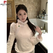 皮爾卡丹國風改良旗袍2025年新款感氣質新中式長袖連衣裙女秋冬季穿搭 毛毛馬甲 L