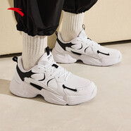 安踏男鞋冬季新款網(wǎng)面透氣運動(dòng)鞋白色輕便軟底跑步鞋減震舒適休閑鞋 【皮面】安踏白/黑 41