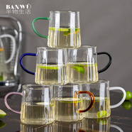半物生活耐高溫玻璃杯高硼硅玻璃水杯家用耐熱茶杯加厚喝水杯套裝6色杯子
