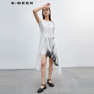 S.DEER圣迪奧夏季女裝夏季時(shí)尚水墨印花紗質(zhì)拼接連衣裙S20281222 白色/90 M 165