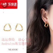 貽貝秋冬復古不規則三角形耳環(huán)女小眾獨特輕奢感越南沙金仿真黃金的不