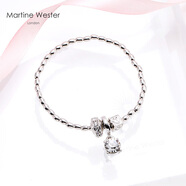 Martine Wester水晶手鏈女吊墜精致滾輪水滴吊墜英國(guó)時(shí)尚飾品網(wǎng)紅生日禮物 白色