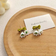 OGBI花朵超仙高級感耳釘耳環(huán)女2025年潮款無(wú)耳洞ins 綠色風(fēng)鈴花朵 耳夾【無(wú)耳洞】