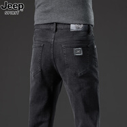 JEEP SPIRIT吉普高端牛仔褲男2025春夏季新款修身直筒彈力百搭黑色休閑長褲男 819-黑色 常規(guī) 34 【（2尺7）體重155-165斤】