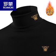 羅蒙（ROMON）歐貨冬季新款男士高領(lǐng)打底衫純棉時(shí)尚修身保暖內衣加絨加厚t恤 小蜜蜂 L 110-130斤