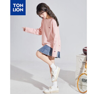 唐獅（TonLion）秋季新款長(zhǎng)袖T恤女左胸袖口蝴蝶結(jié)圖案長(zhǎng)袖上衣女 霧霾粉 M