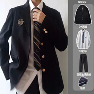 DICIFY日本校服dk制服西裝男一套裝日系復古學(xué)院風(fēng)初高中高校jk情侶學(xué)生 西服+襯衫+西褲+領(lǐng)帶 L【收藏+徽章】
