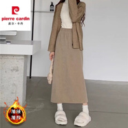 皮爾卡丹秋冬配毛·衣雪尼爾半身裙后開(kāi)叉一步直筒裙松緊腰燈芯絨包臀半裙 卡其色【秋冬季/加絨加厚款】 M 【建議80-100斤】