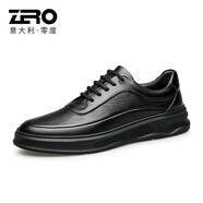 零度zero官方男鞋秋季新款男士百搭商務(wù)休閑鞋厚底輕便耐磨品牌皮鞋潮 黑色 40