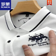 羅蒙（ROMON）短袖T恤男翻領(lǐng)刺繡POLO保羅衫2025夏季新款半袖體恤男裝休閑上衣 K26白色 XL 建議130-150斤
