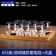 樂(lè )美雅 6只裝加厚耐熱玻璃杯家用透明喝水杯泡茶杯牛奶果汁杯套裝