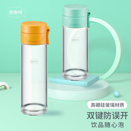 思樂得思樂得雙鍵彈蓋玻璃杯時尚便攜帶茶漏單層玻璃茶水杯GSC-360CC 橙色 360ml