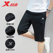 特步短袖T恤男裝新款透氣耐磨t恤翻領(lǐng)polo衫速干冰絲感休閑運動(dòng)服上衣 黑色(速干七分) L /175