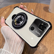 MARMOTER 紅米10A手機殼小米redmi10A保護硅膠套全包四角氣囊防摔220233L2C透明軟殼十a(chǎn)男女帶陀螺支架新款 【透明炫酷黑】+全屏鋼膜+旋轉陀螺支架 紅米 10A