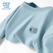 JEANSWEST LIFE真維斯港風(fēng)重磅t恤男春秋潮牌純棉長(cháng)袖男士休閑寬松圓領(lǐng)套頭衫