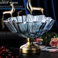 弗萊文茨（Flavinmci） 歐式精致水晶玻璃果盤(pán)家用客廳店用零食盤(pán)干果盤(pán)北歐風(fēng)格糖果盤(pán) 308藍(lán)色（果斗）