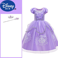 迪士尼（Disney）女童小公主蘇菲亞連衣裙紫色網(wǎng)紗蓬蓬短袖裙子兒童六一演出服生日 蘇菲亞裙+皇冠魔法棒 150