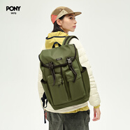 普尼PONY1972男女同款日常通勤雙肩包防水耐磨輕便背包學(xué)生包電腦包 243U3AA02BN 墨綠 均 碼