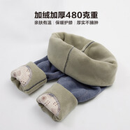左西男童冬季兒童加絨加厚護膝高腰彈力保暖褲內穿打底褲 藍灰色 160 