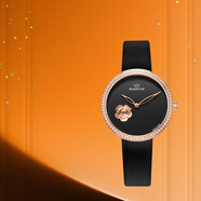 摩紋（Marvin） 瑞士手表女士石英表玫瑰腕表情人節新年禮物送男女朋友老婆 小金花-黑色M032.57.45.64