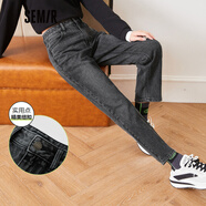 森馬森馬牛仔褲女質(zhì)感復古港風(fēng)春秋氣質(zhì)女裝直筒長(cháng)褲常規基礎 牛仔黑0870 26