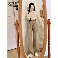 艾珠兒（Aizhuer）休閑褲女裝套裝2025春裝女搭配一整套減齡鹽系時尚減齡闊腿褲子女 褲子 M
