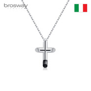 BROSWAYbrosway歐美時(shí)尚輕奢十字男士項(xiàng)鏈小眾飾品浪漫生日送男友禮物 銀黑色 585mm+15mm 鏈粗1.5