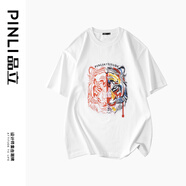 品立（PINLI）短袖T恤男純棉夏季新款男裝潮男老虎頭印花男士體恤 白色 L 175