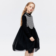 MiniPeace太平鳥童裝冬秋新女童連衣裙F2FAD4A19 黑色 110 cm
