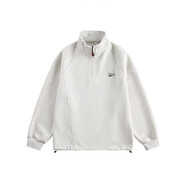 莫小刀美式重磅半拉鏈立領(lǐng)衛衣男潮牌新款oversize寬松長(cháng)袖運動(dòng)百搭外套 白灰色 常規 【高品質(zhì)】3259 XL 建議120-140斤