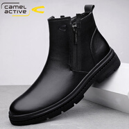 駱駝動(dòng)感（camel active）雪地靴男皮毛一體頭層牛皮男靴冬季加絨棉羊毛靴子男士真皮高幫鞋 黑色單鞋（頭層牛皮）8810 41 (255mm) 標準皮鞋碼