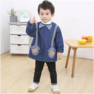 優(yōu)貝祥  男寶寶罩衣燈芯絨吃飯衣外穿秋冬長(cháng)袖防水純棉衣嬰兒童反穿衣 牛仔手套熊 110碼【身高100左右】