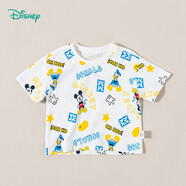迪士尼寶寶（Disney Baby）迪士尼童裝兒童T恤米奇米妮印花圓領(lǐng)短袖T恤純棉 男童本白(S1695) 3歲/身高100cm