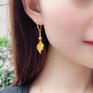 老鳳凰金店款香港免稅999黃金色氣質(zhì)耳環(huán)女耳圈媽媽款耳釘 盒+證書(shū))