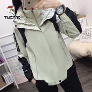 啄木鳥沖鋒衣外套女三合一可拆卸加厚戶外2023秋冬新款定制logo滑雪服男 女-象牙白兩件（外套+內膽） 2XL 建議體重125-135斤