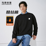 馬克華菲【滿印提花】長袖T恤男士25春季時尚潮牌寬松百搭休閑上衣套頭T恤 001黑色（廓型版） M （高165-170重60-65）
