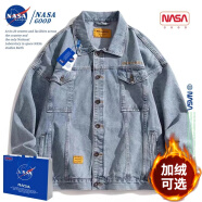 NASAGOOD官方男裝潮牌牛仔外套男春秋款美式復古休閑夾克男士工裝上衣服男 NA11藍色【常規(guī)款】 L （建議125-150斤）