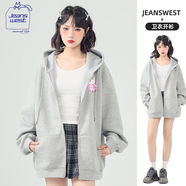 JEANSWEST CLUB真維斯連帽開(kāi)衫衛衣中性風(fēng)重磅潮牌青少年春秋外套簡(jiǎn)約休閑帽衫