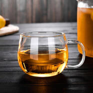 多川玻璃杯茶杯帶把家用花茶杯過濾泡茶杯耐熱玻璃杯子男女士辦公水杯 圓趣單杯)300ml