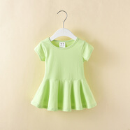 Radinka2025夏新款95棉女寶寶連衣裙洋氣韓版嬰幼兒公主裙女童T恤裙子MYY 簡(jiǎn)約清新款 綠色 偏小一碼 100 【建議身高90-100CM】