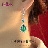 COISE925銀耳環(huán)綠玉髓耳飾長(zhǎng)款耳墜媽媽復(fù)古銀耳勾生日禮物送婆婆 綠玉髓媽媽銀耳環(huán) 長(zhǎng)款耳飾品
