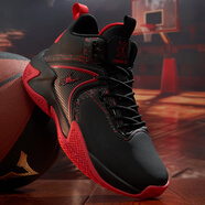 喬丹格蘭籃球鞋男高幫戰靴春秋季耐磨大碼男鞋皮面防水學(xué)生球鞋運動(dòng)鞋男 黑紅-皮面 40 標準碼