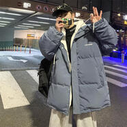 虎躍酷棉服男外套秋冬季加厚棉衣男裝潮流羽晉江面包絨服棉襖男士上衣服 假兩件藍(lán)色 L（115斤-140斤)優(yōu)先發(fā)貨
