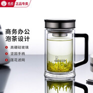 希諾玻璃杯男雙層加厚帶把手濾網(wǎng)茶杯商務(wù)辦公泡茶杯耐熱透明便攜水杯 新品-熱賣款-9005- 420ml