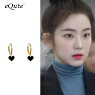 依特（eQute）黑色氣質耳環(huán)女輕奢高級感小眾設計感耳釘簡約耳墜復古甜酷風耳飾 愛心耳環(huán)