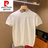 皮爾卡丹歐美簡(jiǎn)約柔軟舒適圓領(lǐng)打底衫男夏季時(shí)尚色輕薄針織衫短袖T恤男針織 白色 S碼【斤-115斤】