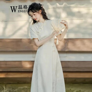 溫格芳 新中式連衣裙女裝2025夏季新款小個(gè)子國風(fēng)氣質(zhì)改良少女旗袍長(cháng)裙 537杏色 L