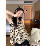 浮澤法式可愛無袖小背心吊帶女百搭甜辣妹寬松外穿蓬蓬碎花上衣 牽?；ㄐ由鯉?XL