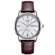 天梭（TISSOT）瑞士手表 恒意系列 原海星系列　機械男士手表 瑞士手表 T0 銀盤(pán)棕帶
