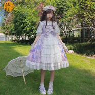 洛麗塔公主裙lolita原創(chuàng)裙子洋裝LO裙洛莉塔蘿莉塔日系JSK連衣裙lo裙復(fù)古甜美 【全套】甜心小鎮(zhèn)紫（裙子+內(nèi)搭+裙撐+飛機(jī)盒） 均碼